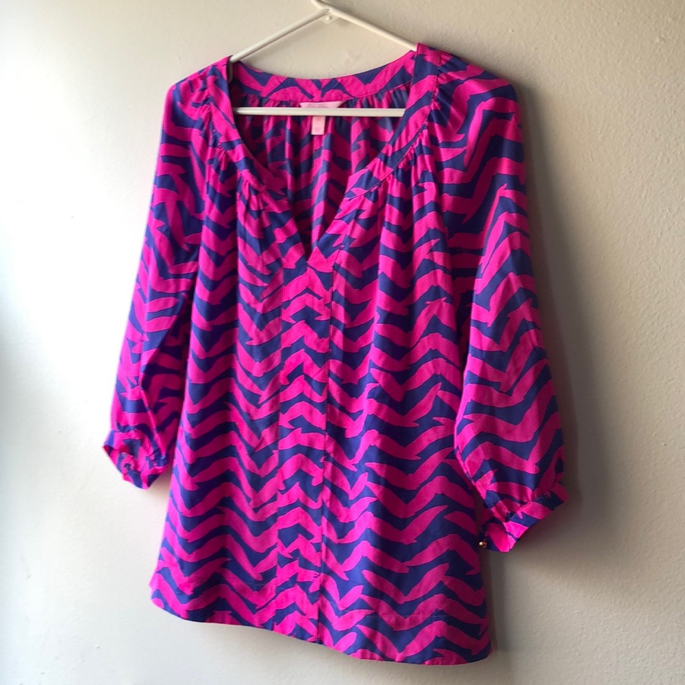 Lilly Pulitzer zebra print silk blouse